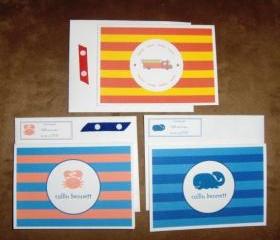 Set of 10 Kids Personalized Note Cards Stationery *Can be made with any symbol*